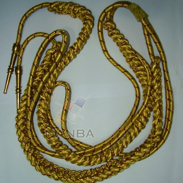 GOLD AND BURGUNDY WIRE AIGUILLETTE