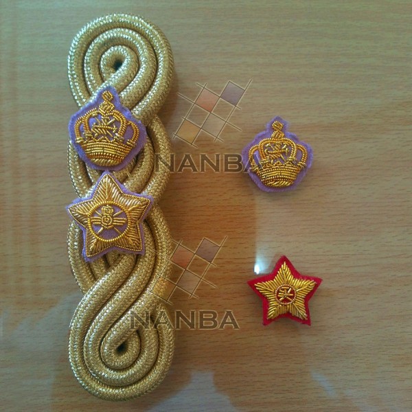 Gold Cord Shoulder Boards With Embroidery Badges