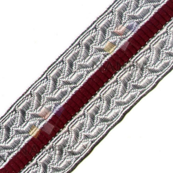 Silver With Maroon Braid or Lace