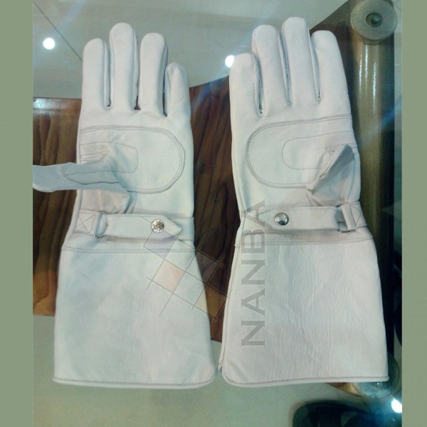 White Leather Gauntlets Gloves