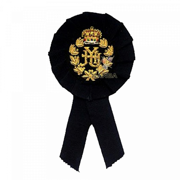 Black Rosette With Embroidery Badge