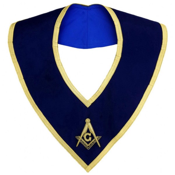 Masonic Master Mason Collar Gold on Blue Velvet Hand Embroidered