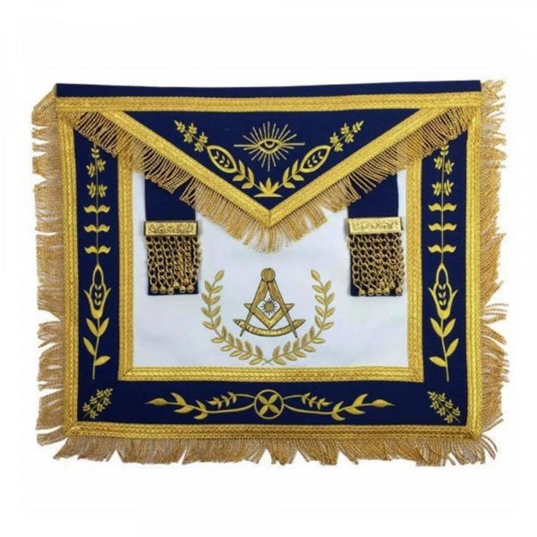 Masonic Blue Lodge Past Master Gold Machine Embroidery Freemasons Apron