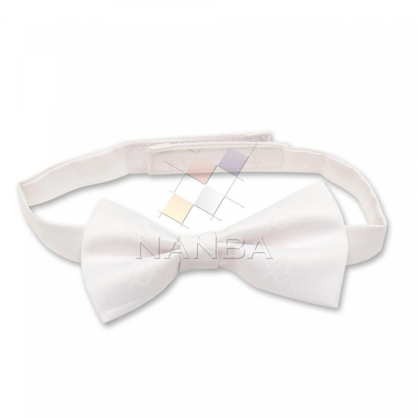 Masonic White Bow Tie with Square and Compass