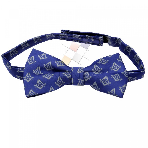 Masonic Bow Tie Woven with Square Compass & G Blue