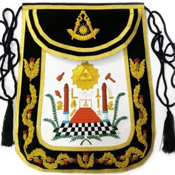 Masonic Traditional Past Master Round Apron Bullion Hand Embroidered