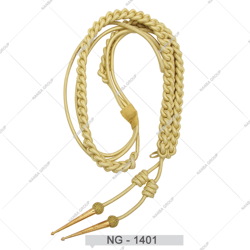 NG - 1401 Premium Quality Uniform Products Aiguillettes Shoulder Cords Custom Golden Aiguillettes for Uniform