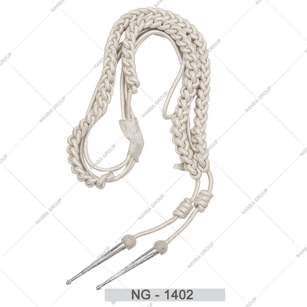 NG - 1402 Wholesale Gold Silver White Wire Tip Uniform Customised Shoulder Cord High Quality Dress Cords Accessories