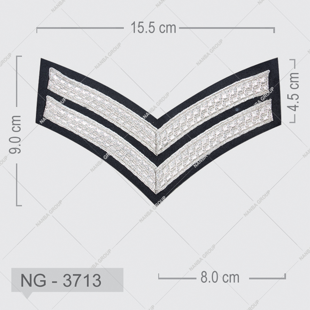 NG - 3713 Wholesale Price Low Embroidery Rank Chevron Patches Customized Hand Made OEM Service Uniform Chevrons NANBA GROUP Brand No Strap