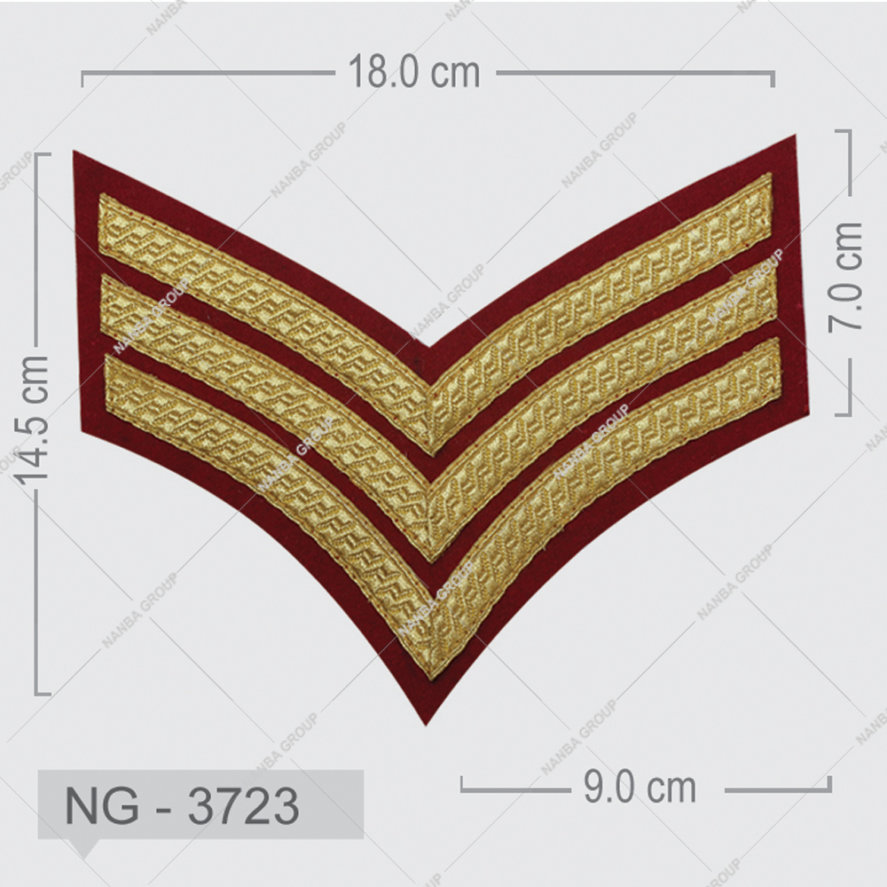 NG - 3723 Wholesale Price Low MOQ Custom Made 4 Bar Chevron Gold on Red Satin Fabric No Strap Custom Logo NANBA GROUP