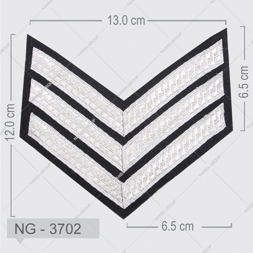 NG - 3702 Customizable Size Embroidered Security Shoulder Chevrons Safety-Pin Attached Uniform Sergeant Stripes