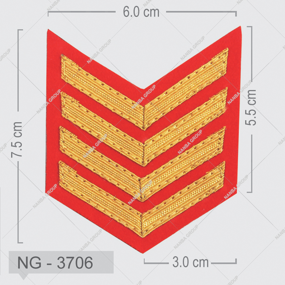 NG - 3706 NANBA GROUP Pakistan Manufactured Satin Fabric Embroidery Shoulder Chevron Rank Chevrons Uniform for Sergeant Customized