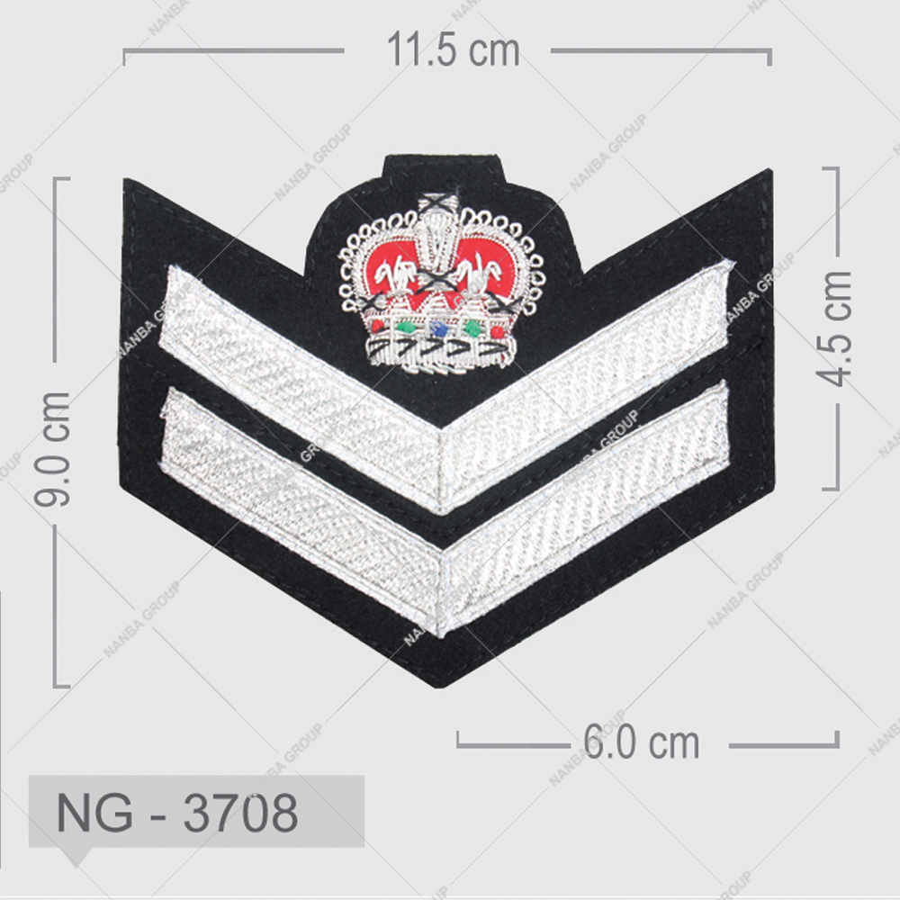 NG - 3708 NANBA GROUP Embroidery Rank Chevron Patches Satin Fabric No Strap Wholesale Rate Customized Hand Made OEM Service Uniform