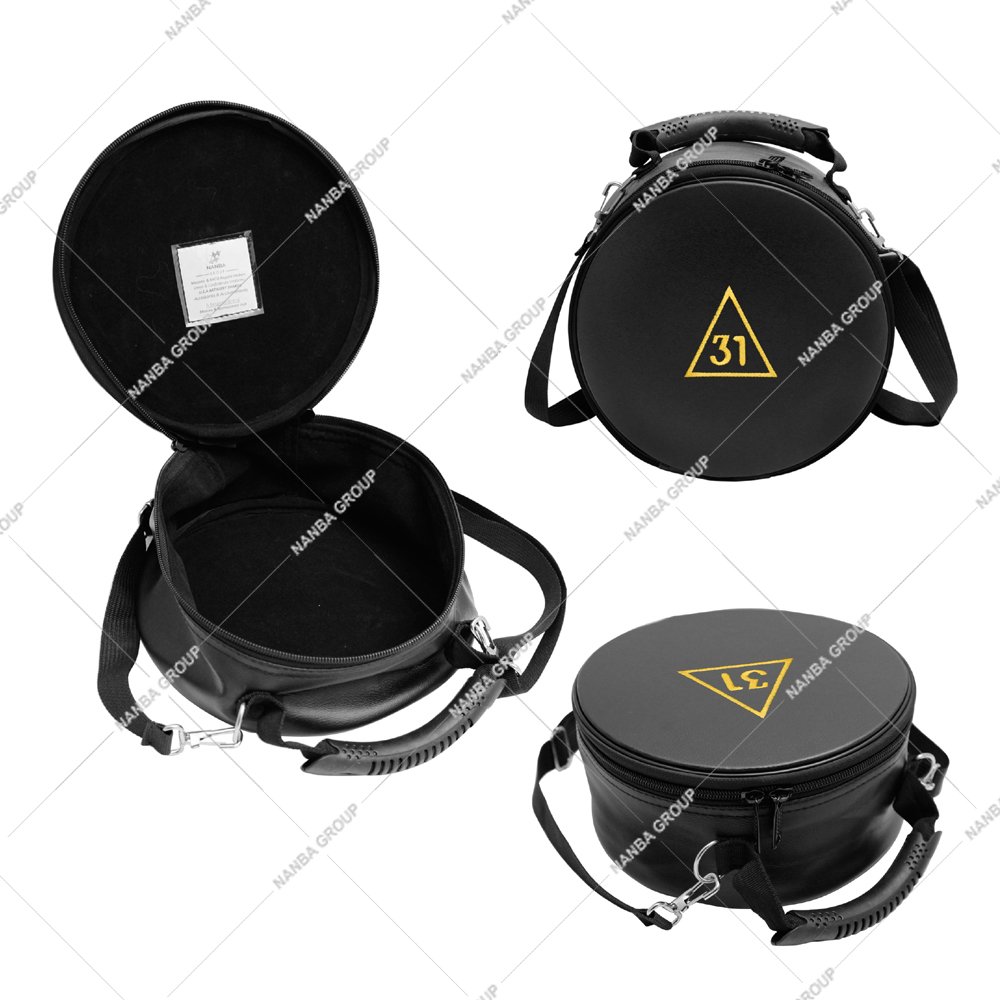 Photo-08 NANBA GROUP 31nd Degree Scottish Rite Crown Cap Case-Lightweight Zipper Closure Black Imitation Leather Soft Carry Bag