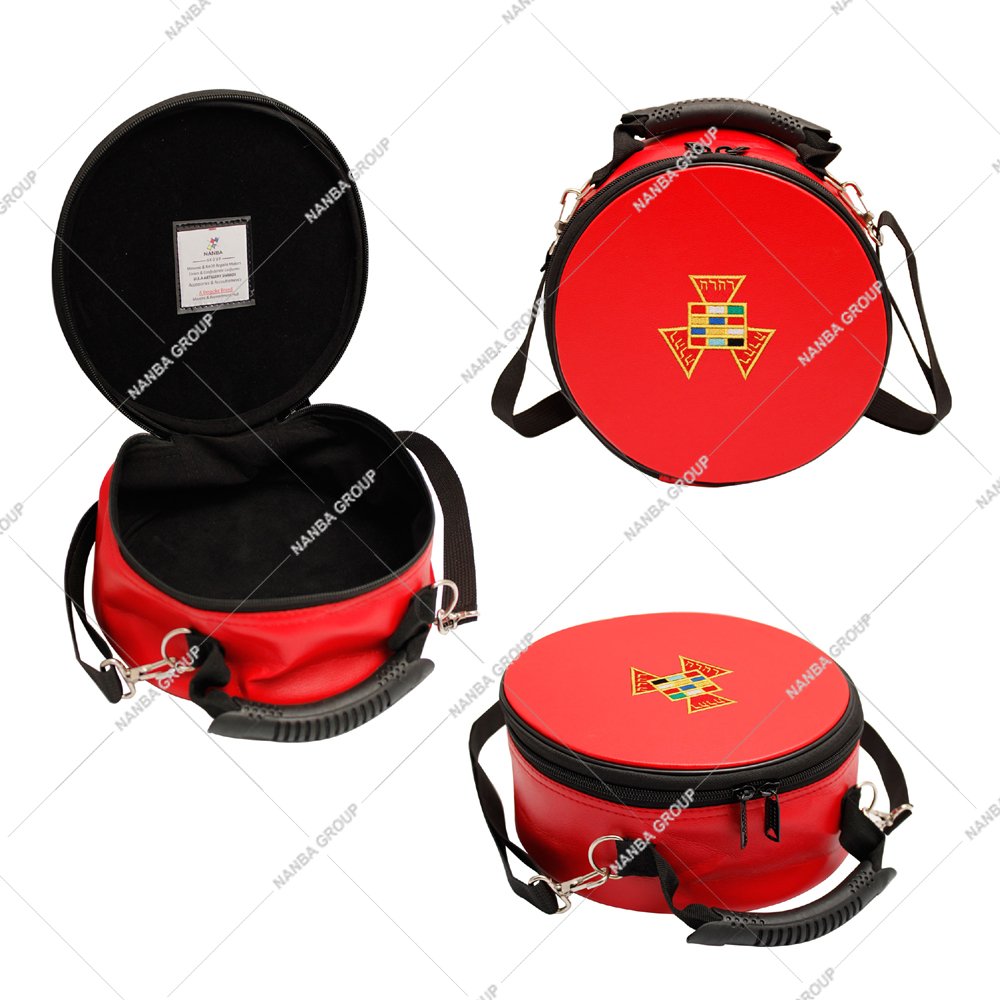 Photo-08 Red Past High Priest Cap & Crown Cases Masonic Royal Arch Case Leather Zipper Closure Lightweight Soft Carry Bag Customizable