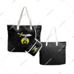 NANBA GROUP Shriner Emblem Embroidery Black Eco-Friendly Tote Bag Codura Poly-Vinyl Shoulder Bag Zipper Closure Fashion