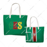 OES Green Eco-Friendly Unisex Tote Bag Codura Poly-Vinyl Shoulder Bag Zipper Closure Polyester Lining Waterproof Embroidery