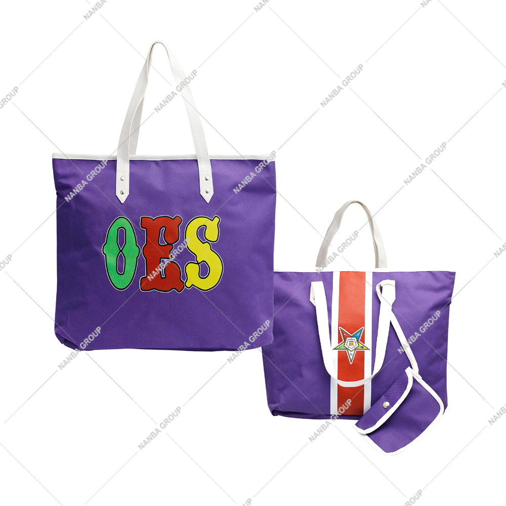 purple tote bag OES Eco-Friendly Tote Bag Codura Poly-Vinyl Shoulder Bag Embroidery | Waterproof Zipper Closure OES Emblem Design | Unisex All