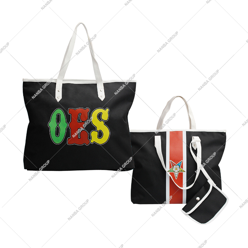 tote bag OES Tote Black Bag Codura & Poly-Vinyl Waterproof Shoulder Bag Zipper Closure Matching Wallet | Eco-Friendly Unisex Design