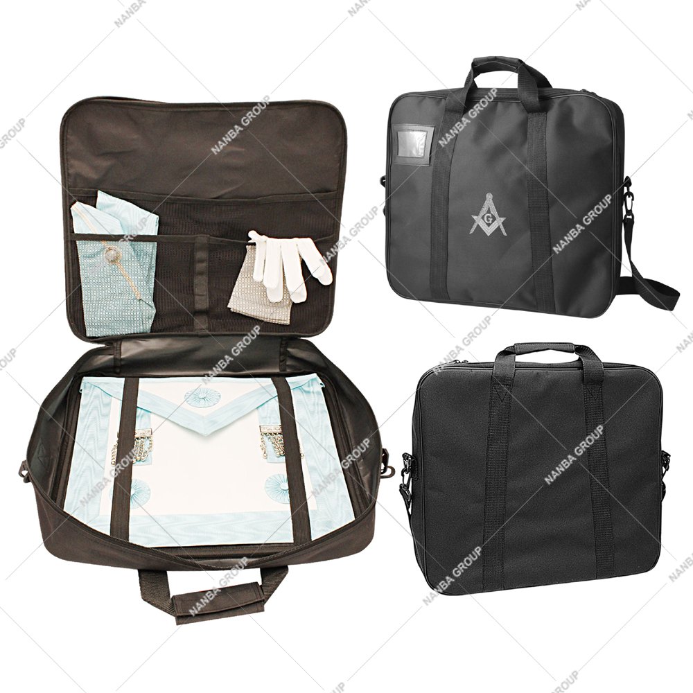 Phot-07 Masonic Apron Waterproof Handbag Carrying Case Lightweight Eco-friendly Soft Black Polyester Cordura Regalia Machine Embroidery