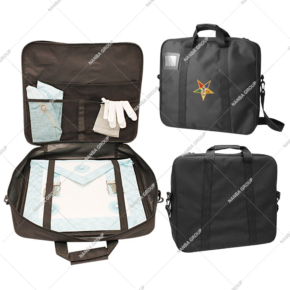 Photo-07 NANBA GROUP Masonic Apron Case OES-Lightweight Soft Black Square Christmas-Cordura Fabrics Regalia WM/MM Provincial Apron Case