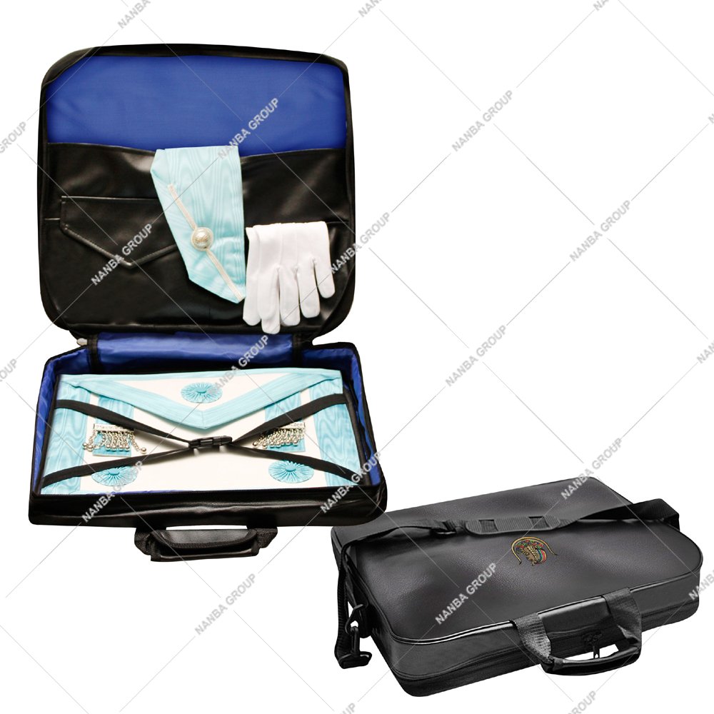 Photo-07 MM Luxury Lightweight Corduroy Soft Case with Emblem Daughter Isis Embroidery Masonic Apron Carrying Shoulder Bag Regalia Case