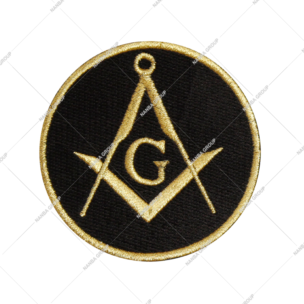 Photo-07 Masonic Black & Gold embroidered patch Square and Compasses Freemason | Custom Clothes Embroidery Patch Clothes Decoration