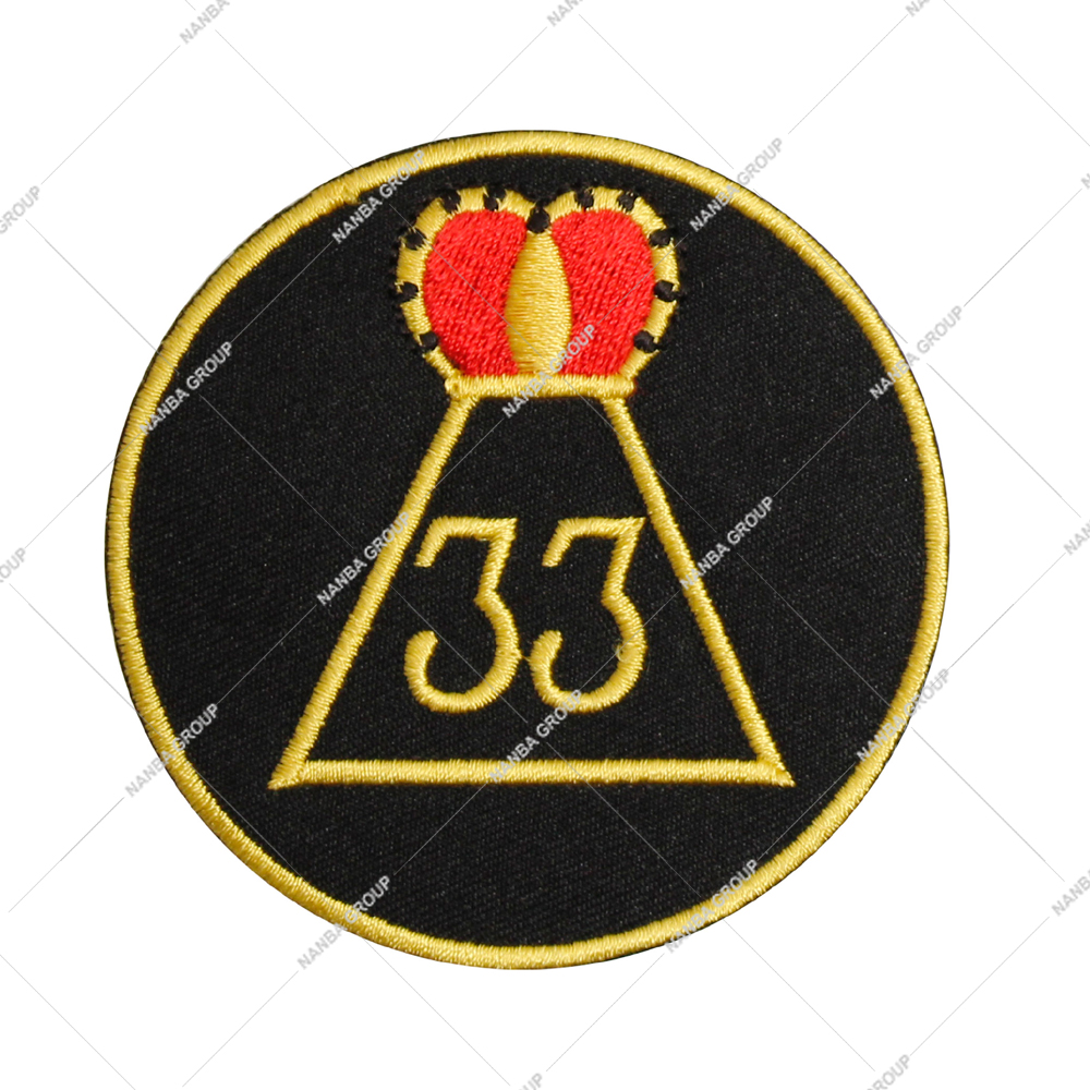 Photo-07 Scottish Rite 33rd Degree Mason embroidered patch featuring a golden crown