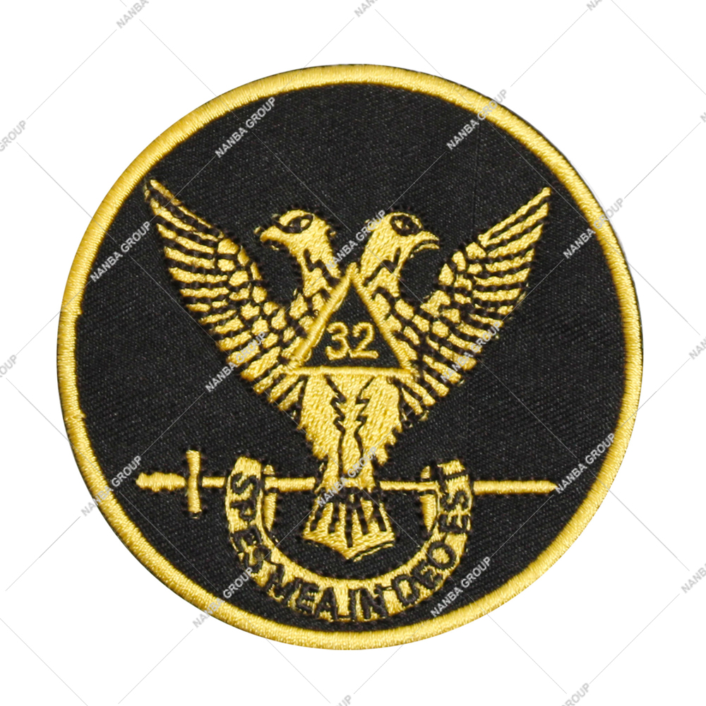 Photo-07 Scottish Rite 32nd Degree Embroidered Patch, Featuring a Double-Headed Eagle with Wings Up