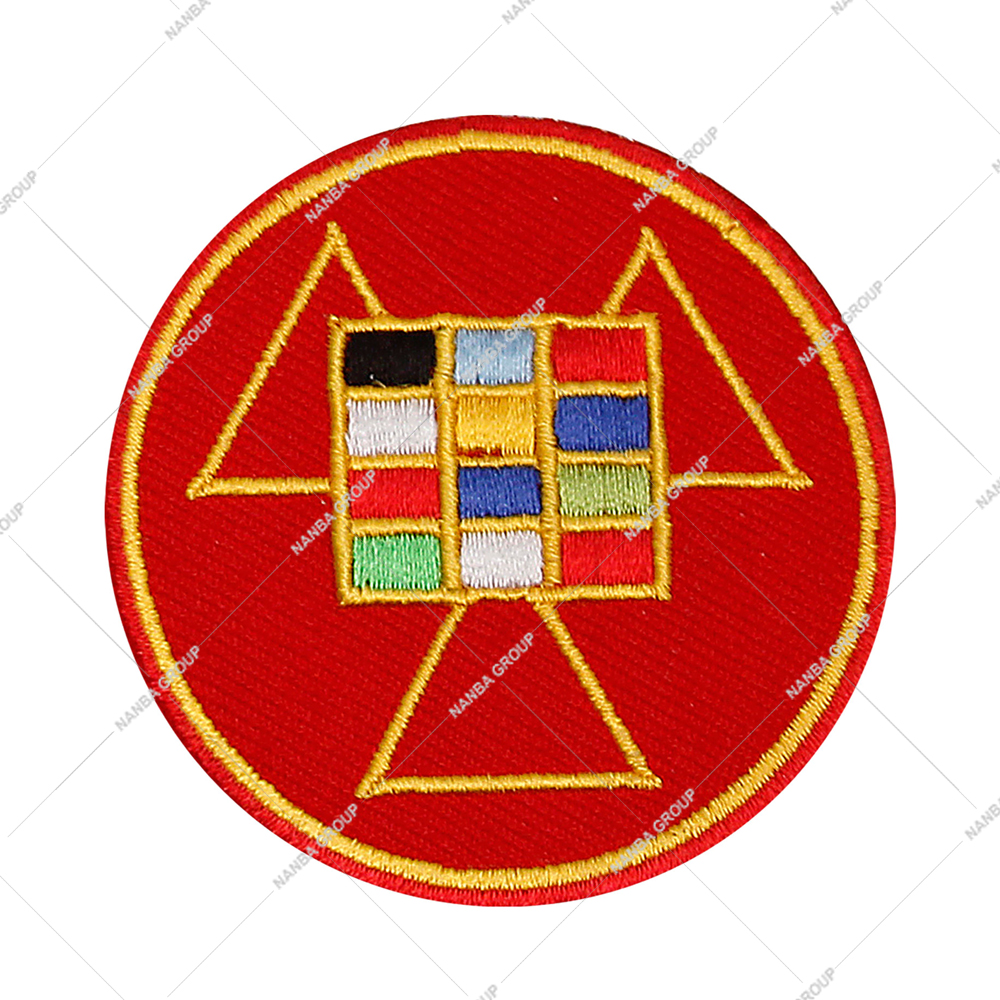 Photo-07 Fratline Royal Arch Past High Priest Embroidered Patch featuring a red circular design with a gold border and a colourful emb