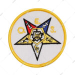 Masonic Order of the Eastern Star (OES) Embroidered Patch White Background With Gold Border