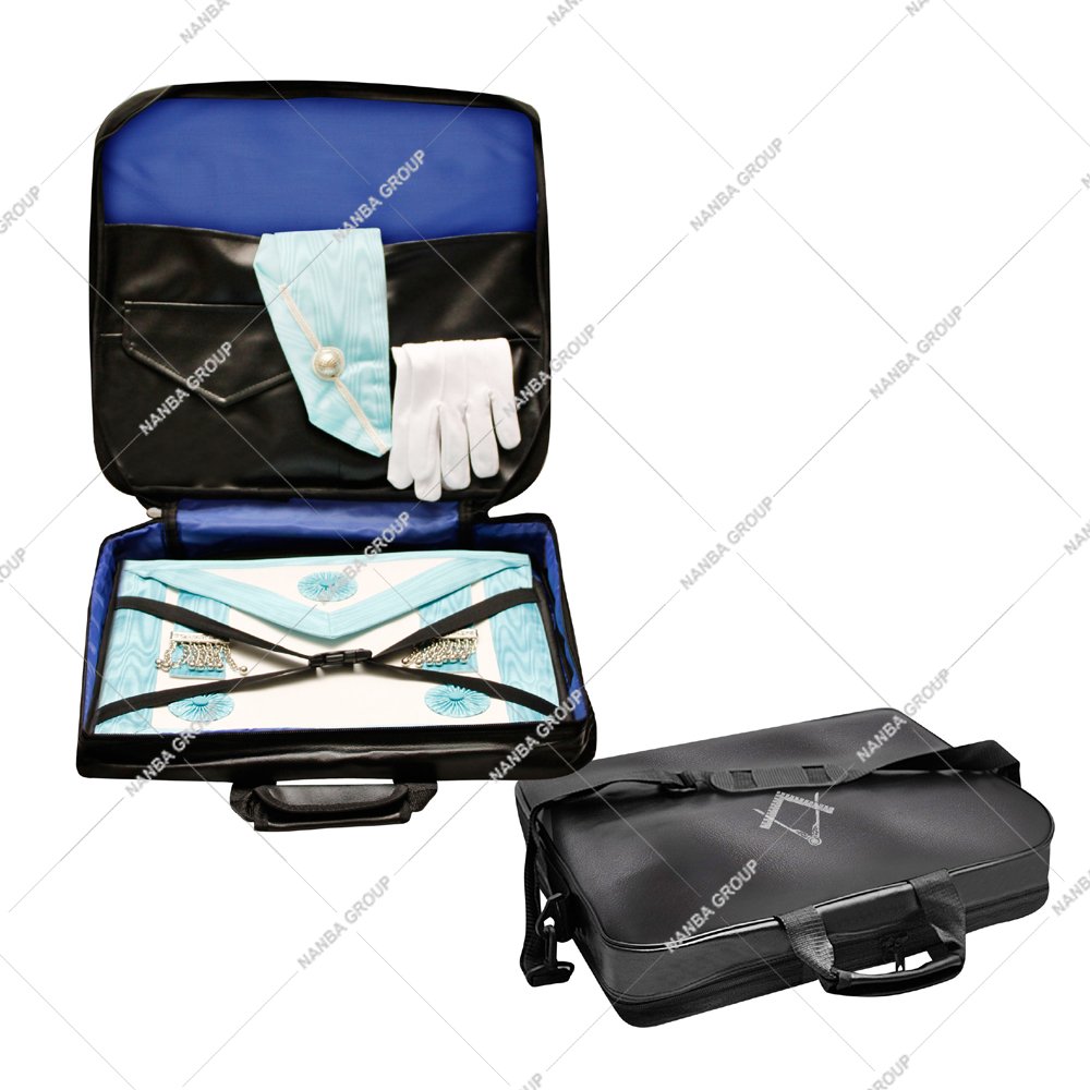 Photo-07 Masonic Apron Carrying Soft Case with Square Compass Emblem Lightweight Soft Black MM Soft Case – Imitation Leather