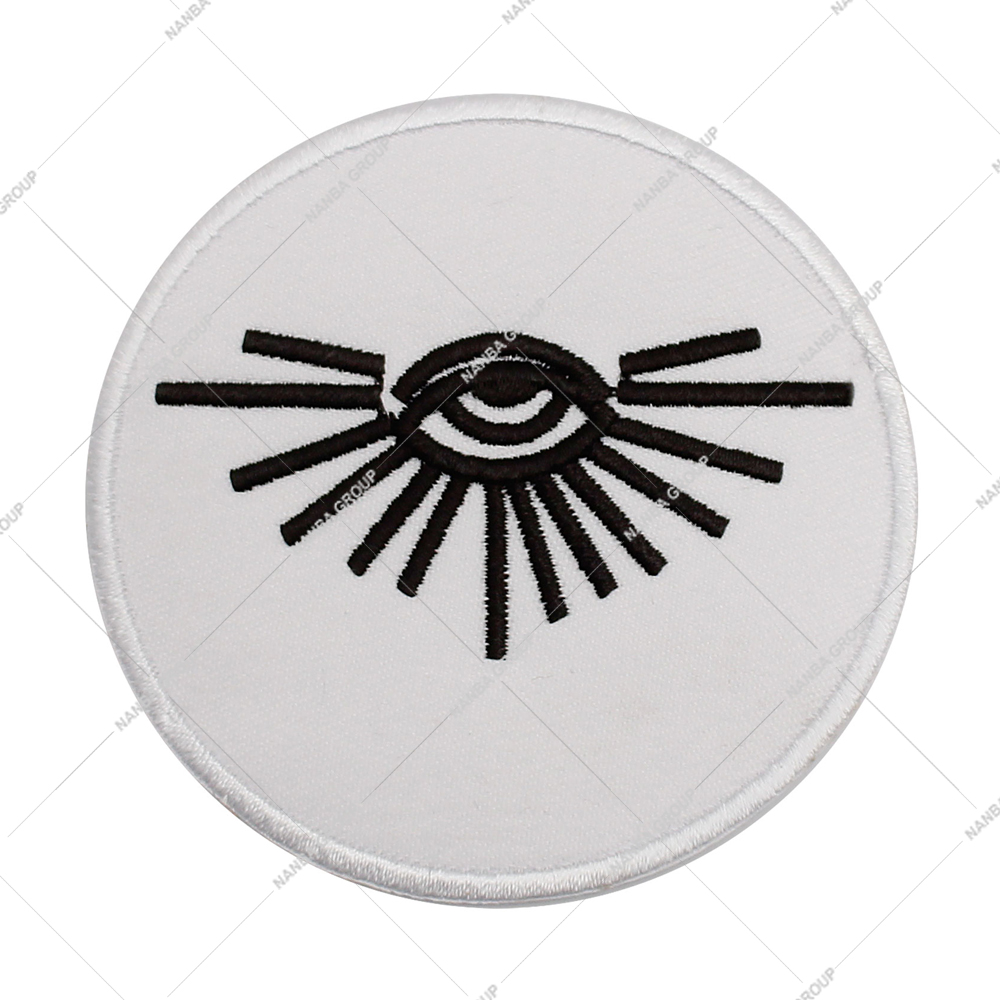 Photo-07 Masonic Exchange All Seeing Eye Round Embroidered Patch – White & Black 1 1/2” Diameter