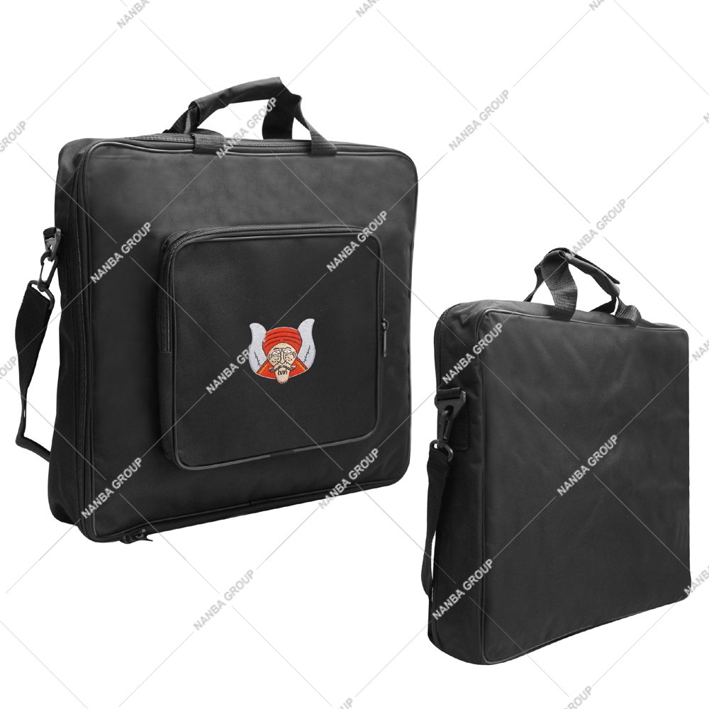 Photo-09 Provincial Soft Case With Pocket with Emblem Grotto Embroidery Masonic Apron Carrying Shoulder Bag Regalia Case