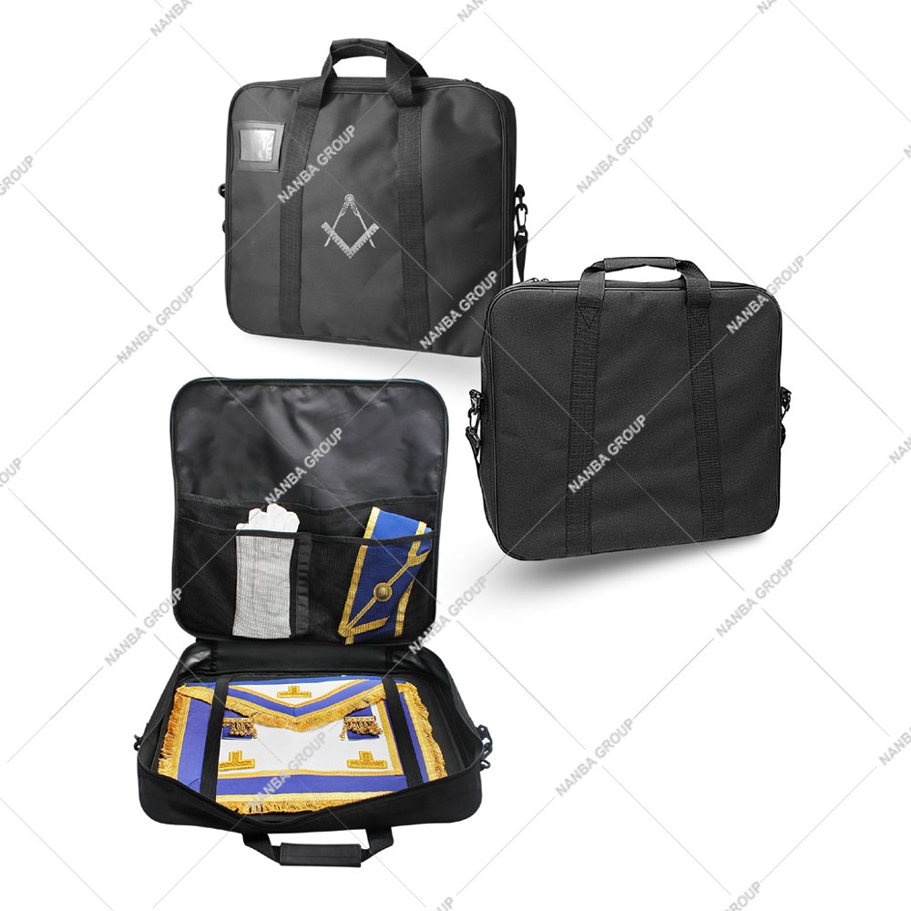 Photo-09 Masonic Apron Carrying Case – Lightweight Soft Black – Cordura Fabric Provincial Soft case Freemason Square and Compass Premium