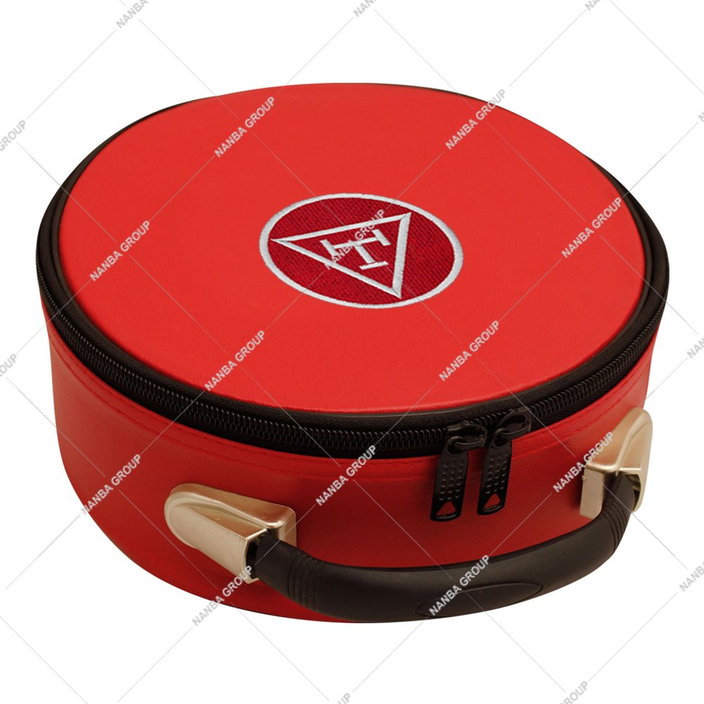 Photo-06 Red Masonic Regalia Royal Arch Chapter Crown Cap Case Durable Construction With A Black Handle And Embroidered Patch