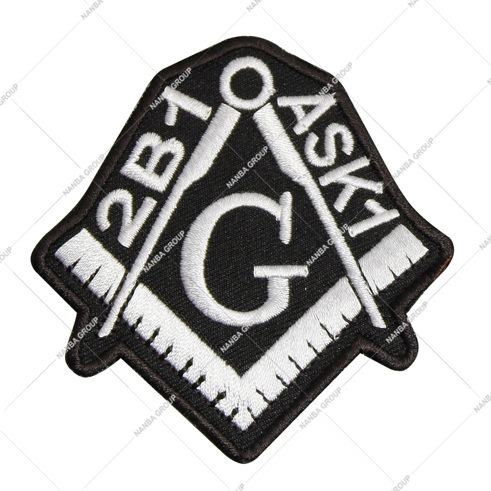 Photo-07 2B1 ASK1 Freemason Symbol Embroidered Patch, Typically Designed for Iron-on or Sew-on Application on Jackets or Vests.