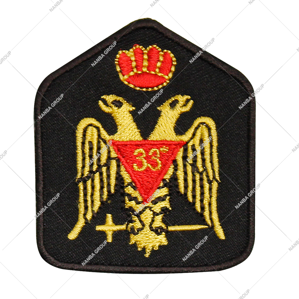 Photo-07 Scottish Rite 33rd Degree Mason Embroidered Patch Featuring Double-Headed Eagle Crown.