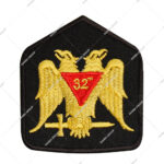 Masonic 32nd Degree Gold patch Gold Embroidery Black Background Red Triangle Number “32”