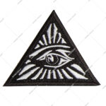 All Seeing Eye Triangle Embroidered Masonic Patch – Black & White 3” Tall