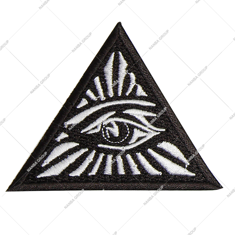Photo-07 All Seeing Eye Triangle Embroidered Masonic Patch – Black & White 3” Tall