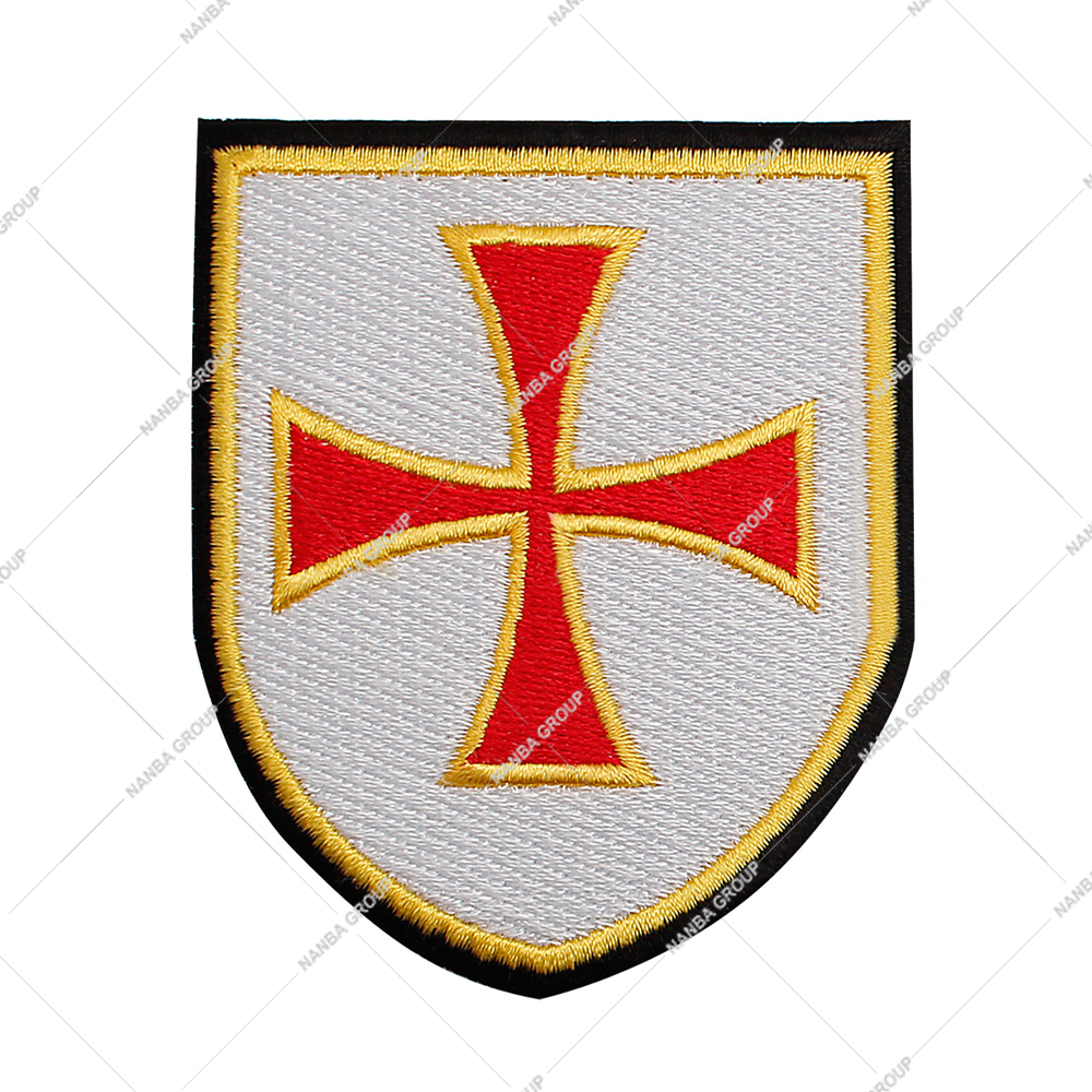 Photo-07 Crusades Shield Red Embroidered Patch Knights Templar Iron-On Christian Masonic
