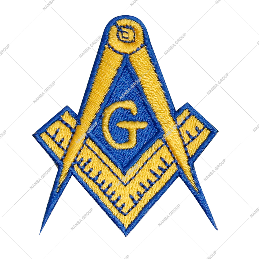 Photo-07 Masonic Iron-On Embroidered Patch Featuring the Square and Compass Symbol for Hats Apparel Accessories