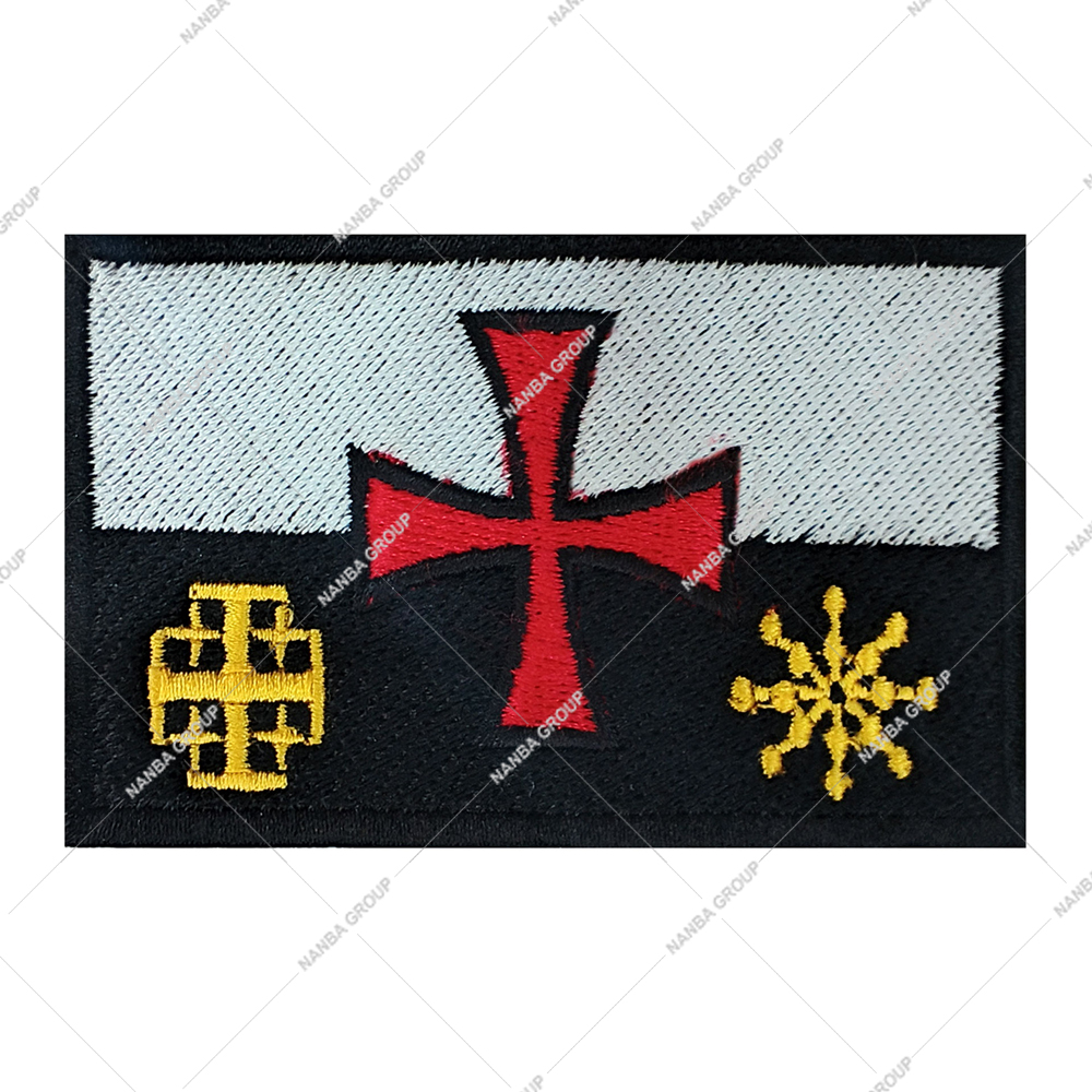 Photo-07 Templar Knight Crusader Iron-On Embroidered Square Canvas Flag Patch for Hats and Gifts Manufactured by Miltacusa