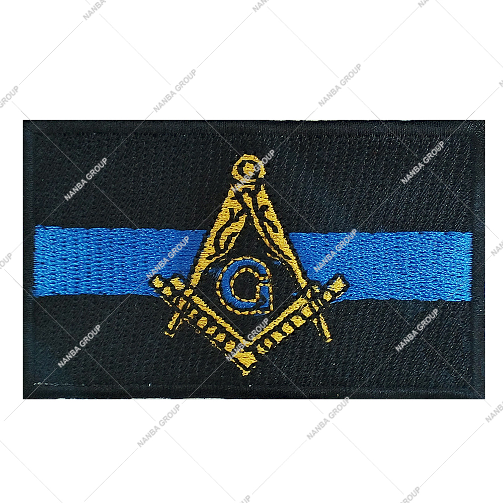 Photo-07 Blue Line Iron-On Canvas Square & Compass Embroidered Masonic Patch for Hats & Gifts