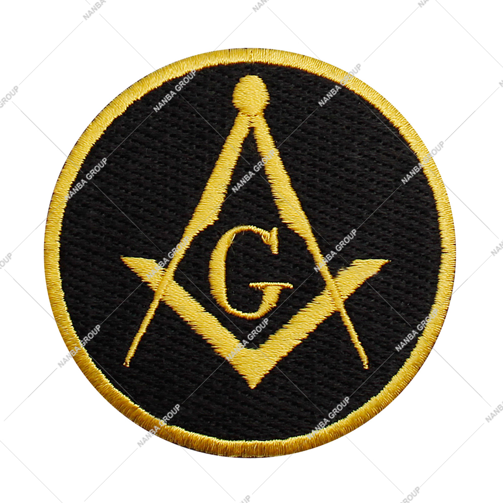 Photo-07 Masonic Square & Compasses Patch Black Gold Biker Mason Freemason