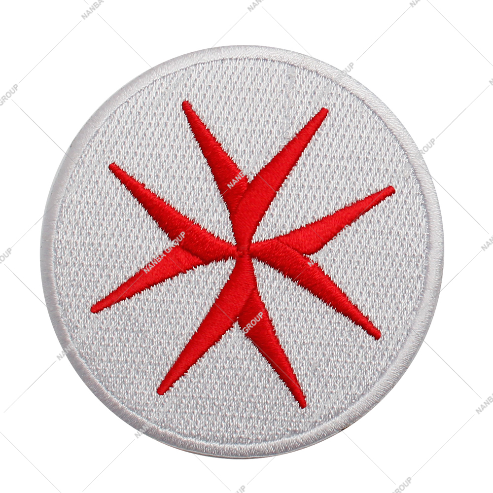 Photo-07 Embroidered Backpack Patch with Templar Cross Templar Flag White