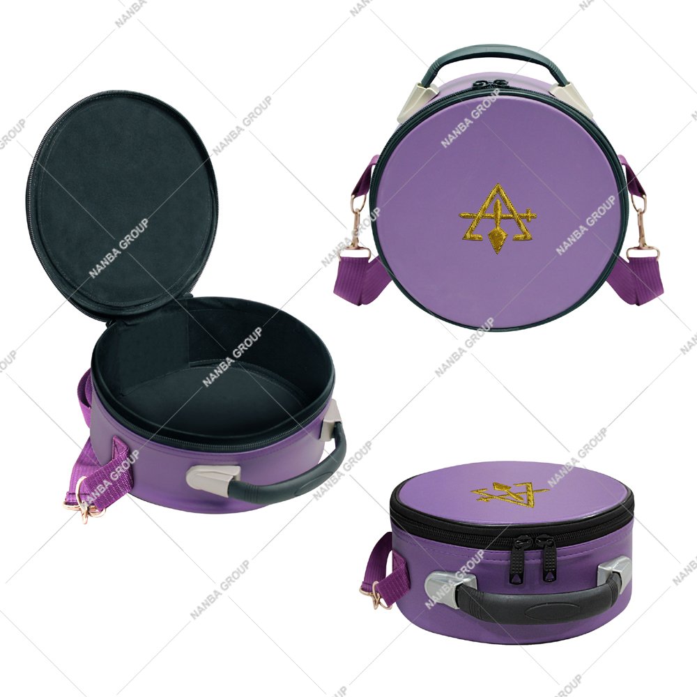 Photo-08 Purple Cryptic Masonic Royal Select Master Crown Hand Embroidered R&S Emblem Lightweight Soft Carry Bag for Masonic Regalia Use