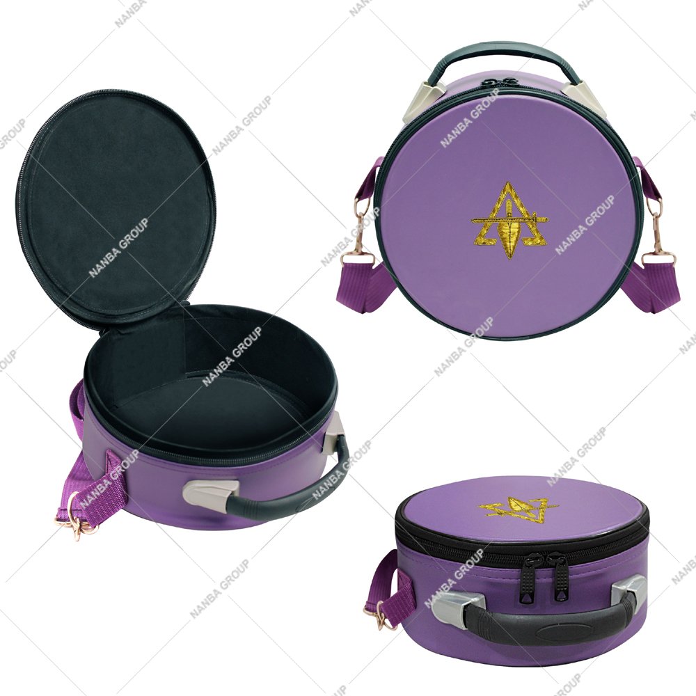 Photo-08 Purple Cryptic Masonic Royal Select Master Crown Hand Embroidered R&S Emblem Lightweight Soft Carry Bag for Masonic Regalia Use
