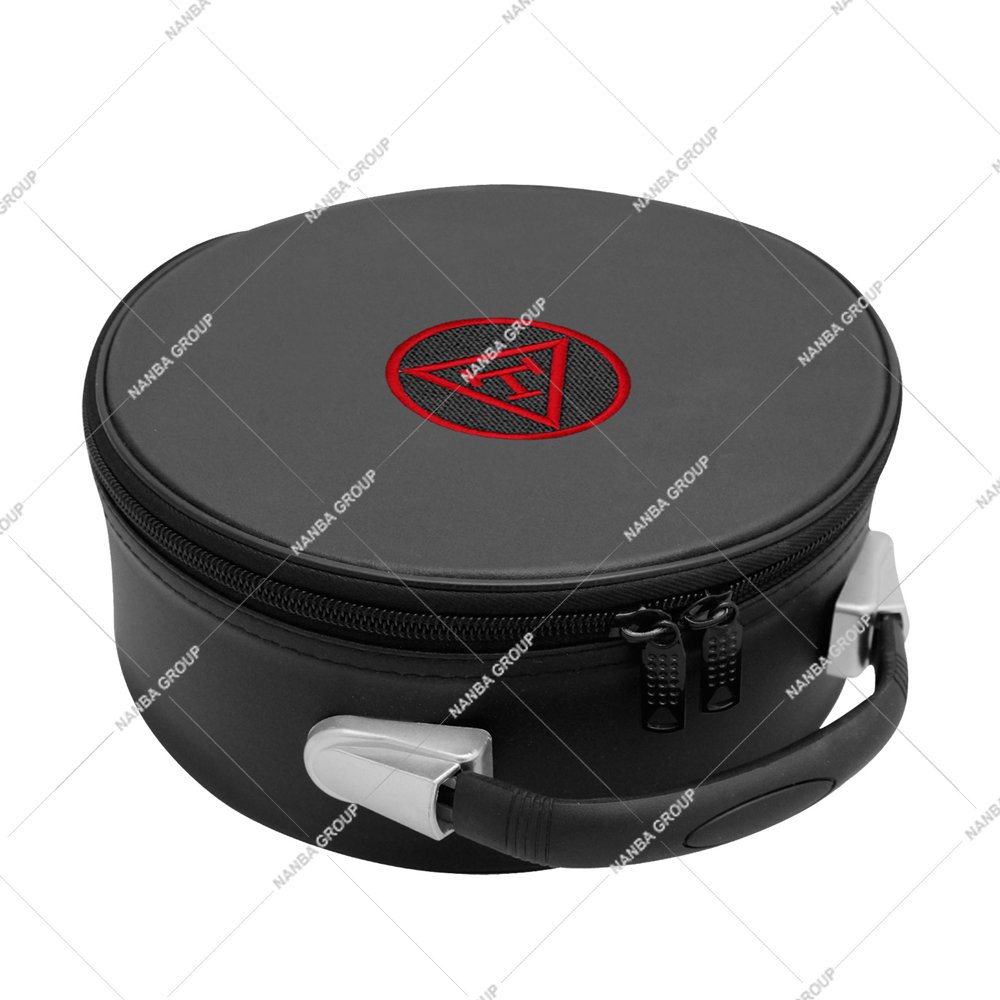 Photo-06 Black Royal Arch & Red Machine Embroidered Masonic Cap Crown Case with Zipper Closure Imitation Leather for Masonic Regalia